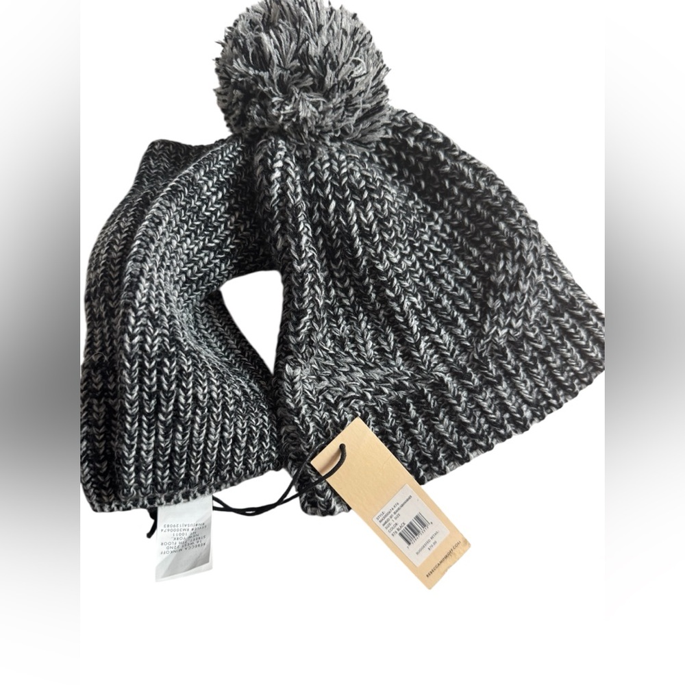 Rebecca Minkoff || Black Marled Beanie and Arm Warmer Gift Set